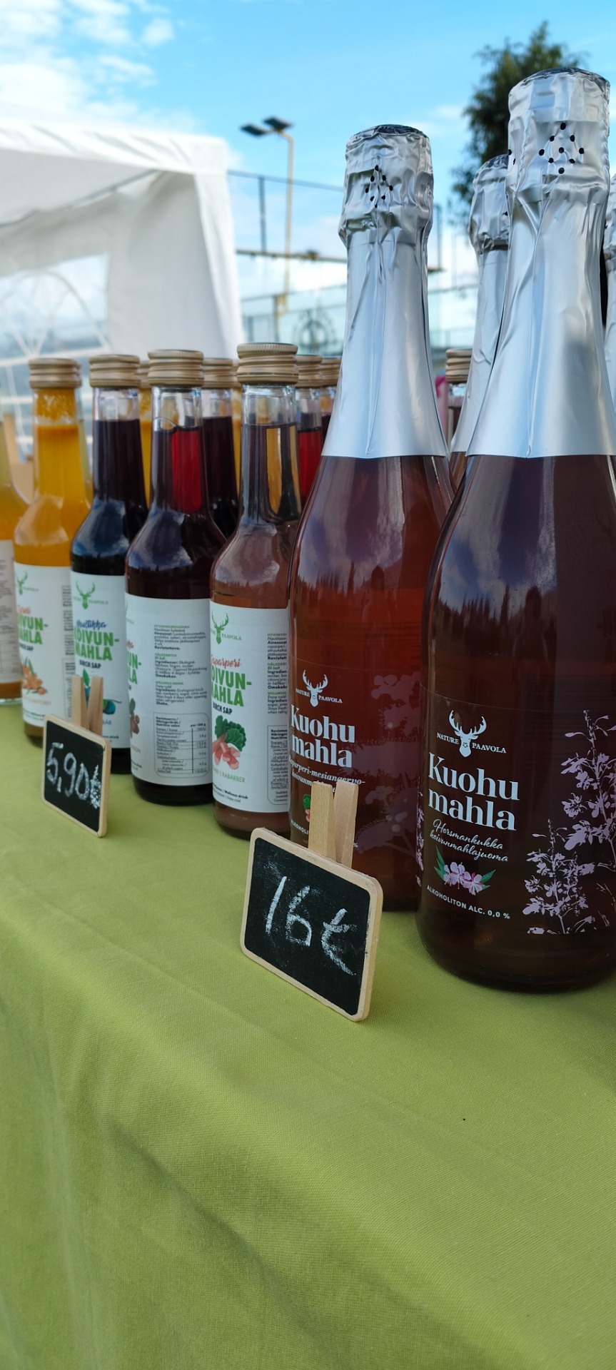 Sparkling birch sap and birch sap